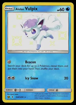 Pokemon Card - Alolan Vulpix Hidden Fates Shiny Vault SV8/SV94 Shiny Holo Rare - Image 1