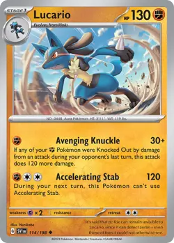 Lucario - 114/198 Uncommon Scarlet & Violet Base Set Pokemon TCG - Image 1