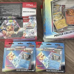 Pokemon TCG Prismatic Evolutions Collection: Sam’s Club Bundle, Sticker & Poster - Image 1
