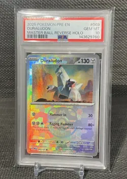 PSA 10 - Pokemon Prismatic Evolutions Duraludon 069/131 Masterball Holo - Image 1