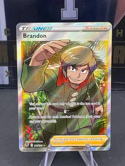 Pokemon TCG Brandon 188/195 Rare Silver Sword & Shield Trainer - Image 1