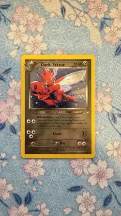 LP/NM Pokemon TCG Neo Destiny Dark Scizor 9/105 Holo Rare with Swirl - Image 1