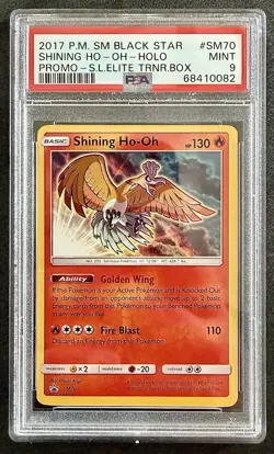2017 POKEMON SM BLACK STAR PROMO #SM70 SHINING HO-OH HOLO PSA 9 - Image 1