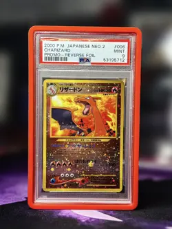 Reverse Holo - Charizard Japanese Pokemon Neo Premium File 2 Promo PSA 9 MINT - Image 1