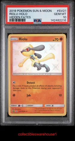 Pokemon Hidden Fates Riolu SV21 PSA 10 - Image 1