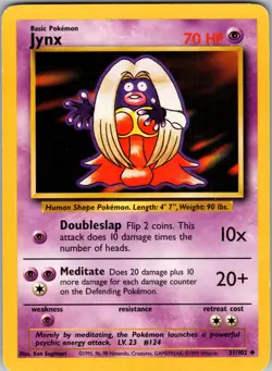 Jynx 031/102 Base Set (Shadowless) Pokemon TCG MP - Image 1