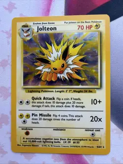 Pokemon TCG Jolteon Holo Rare Card 4/64 NM/LP No Symbol Error - Image 1