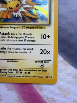 Pokemon TCG Jolteon Holo Rare Card 4/64 NM/LP No Symbol Error - Image 4