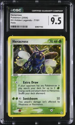 CGC 9.5 MINT+ Heracross 2004 EX Hidden Legends 7/101 Holo Pokemon Card - Image 1