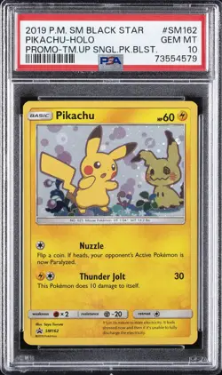 2019 POKEMON SM BLACK STAR PROMO #SM162 PIKACHU-HOLO PSA 10 - Image 1