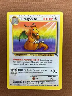 Pokemon Dragonite Fossil 19/62 Rare 1999 Wizards of the Coast - Image 1