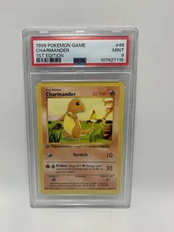 1999 Pokemon Game 1st Edition Charmander #46 PSA 9 MINT - Image 1
