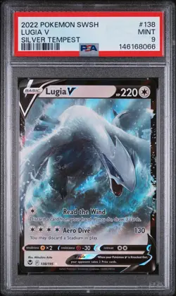 2022 POKEMON SWORD & SHIELD SILVER TEMPEST #138 LUGIA V PSA 9 - Image 1