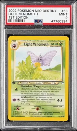 2002 POKEMON NEO DESTINY 1ST ED #53 LIGHT VENOMOTH PSA 9 - Image 1