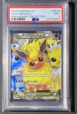 2016 Pokemon Xy Generations Radiant Collection #RC28 Full Art Flareon Ex PSA 9 - Image 1
