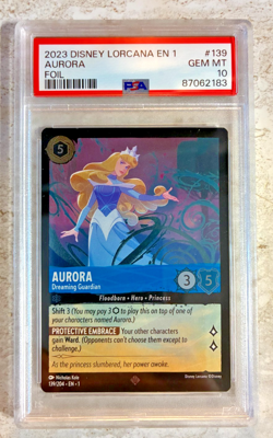 2023 Disney Lorcana EN 1 Aurora Dreaming Guardian #139 FOIL - PSA 10 GEM-MT - Image 1