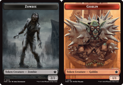 ZOMBIE // GOBLIN TOKEN x4 mtg NM Foundations Double-Sided - Image 1