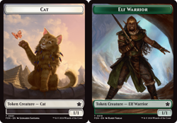 CAT #01 // ELF WARRIOR TOKEN x4 mtg NM Foundations Double-Sided - Image 1