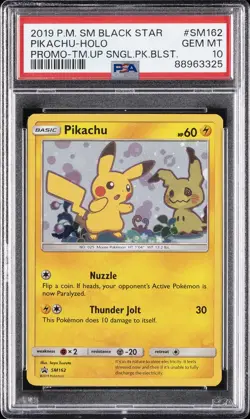 2019 POKEMON SM BLACK STAR PROMO #SM162 PIKACHU-HOLO PSA 10 - Image 1