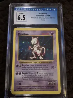 Mewtwo 1999 Pokemon Base Set Holo Rare #10/102 CGC 6.5 Ex/NM+ - Image 1