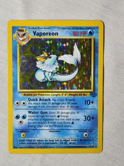 Played (LP) Vaporeon -Holo #12 Jungle Pokemon TCG - Image 1