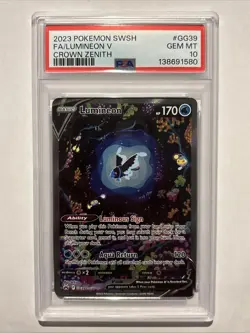 LUMINEON V GG39 PSA 10 POKEMON SWORD & SHIELD CROWN ZENITH FULL ART GEM MINT - Image 1
