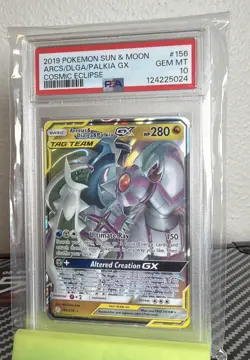 2019 Pokemon Cosmic Eclipse - Arceus / Dialga / Palkia GX #156 - PSA 10 - Image 1