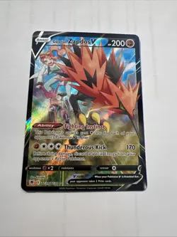 Pokemon TCG NM Galarian Zapdos V TG19/TG30 Trainer Gallery Astral Radiance - Image 2