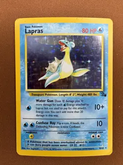Pokemon Lapras Fossil 10/62 Holo Rare 1999 - Image 1