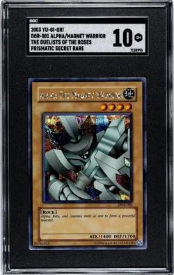 SGC 10 Yu-Gi-Oh Alpha The Magnet Warrior DOR-001 Prismatic Secret Rare Card - Image 1