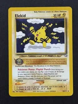 Pokemon Elekid 22/111 Neo Genesis Baby Regular Rare 30HP Electric TCG Card - Image 1