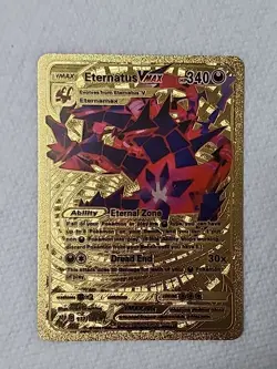 Pokemon Gold Foil Fan Art Custom Display Card Eternatus Vmax 340hp (Dread End) - Image 1