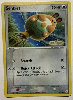 Pokemon Sentret 62/92 Reverse Holo Stamped Legend Maker Pokemon Card Light Play - Image 1