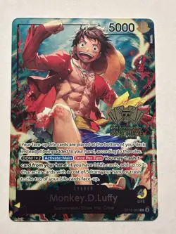 One Piece Monkey D Luffy 2nd Anniversary Card Gold Foil English ST13-003 - Image 1