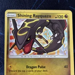 Pokemon TCG Shining Rayquaza Card Shining Legends Holo Rare 56/73 - Image 3