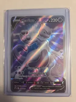 Pokemon TCG Mewtwo v SWSH229 Black Star Promo Full Art Holo Card NM - Image 1