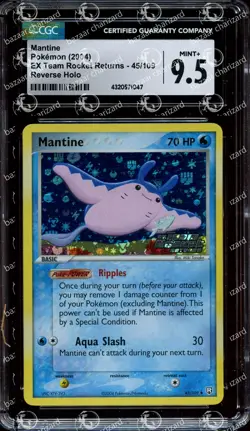 CGC 9.5 MINT+ Mantine 45/109 EX Team Rocket Returns Reverse Holo Pokemon Card - Image 1