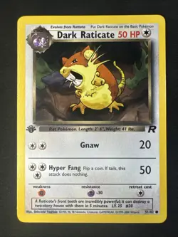 Dark Raticate 51/82 Team Rocket Regular 1st Edition Pokemon MJ - Image 1