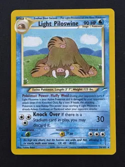 Pokemon Light Piloswine 26/105 Neo Destiny Stage 1 Regular Rare 90HP Unlimited - Image 1