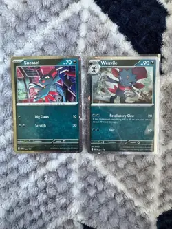 Pokemon TCG Sneasel Mep020 And Weavile Mep021 Black Star Promo Cosmo Holo NM - Image 1
