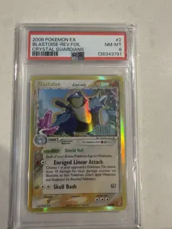 2006 Pokemon Crystal Guardians Blastoise Delta Species Reverse Holo #2/100 PSA 8 - Image 1