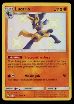 Pokemon Lucario SV22/SV94 Sun & Moon Hidden Fates Shiny Vault Near Mint - Image 1