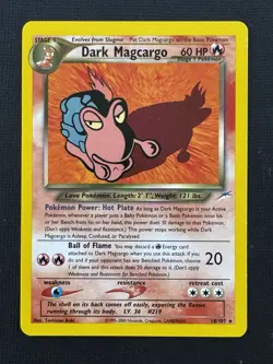 Pokemon Dark Magcargo 18/105 Neo Destiny Stage 1 Regular Rare 60HP TCG - Image 1