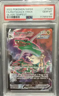 2022 Pokemon SWSH Silver Tempest Full Art Rayquaza VMAX #TG20 Gem Mint PSA 10 - Image 1