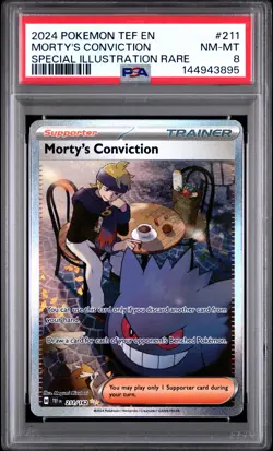 Morty's Conviction 211/162 Special Illustration Rare Pokemon PSA 8 *895 - Image 1
