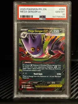 2025 Pokemon TCG PFL EN-PHANTASMAL FLAMES MEGA GENGAR EX 56/094 PSA 10!!! - Image 1