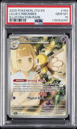 2025 POKEMON JTG EN-JOURNEY TOGETHER ILLUSTRATION RARE LILLIE'S RIBOMBEE PSA 10 - Image 1