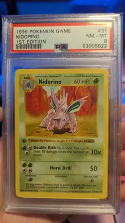 PSA 8 Nidorino 1st Edition Base Set 1999 37/102 Pokemon - Image 1