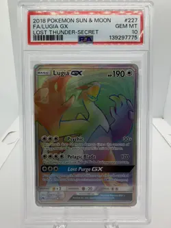 Pokemon Lugia GX Lost Thunder Secret Rare #227 PSA 10 Gem Mint - Image 1
