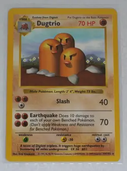 Dugtrio 019/102 Base Set (Shadowless) Regular Pokemon TCG - Image 1